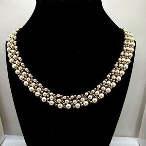 AVO Vintage Gold & Pearl Fashion Choker by Napier